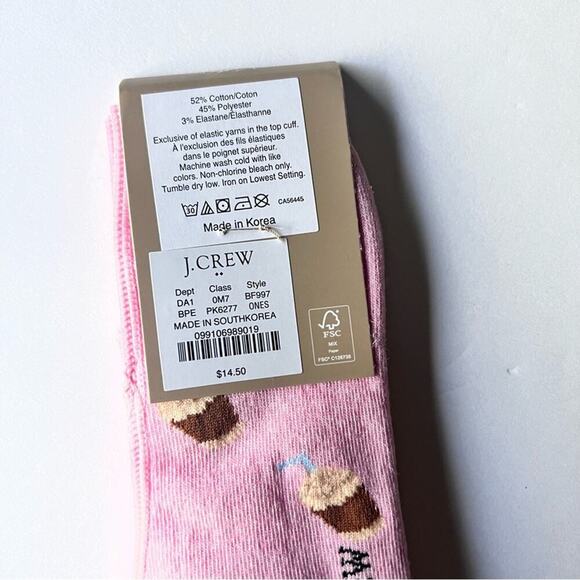 J.Crew Women's Coffee and Bagel Print Graphic Design 
No Show Ankle Socks - Picture 4 of 5